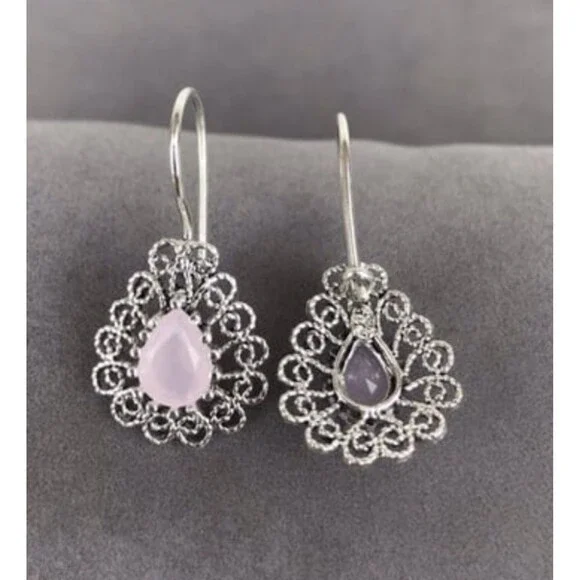 925 Sterling Silver Turkish Filigree Wedding Jewelry Set for Women, HandmadeGift - Picture 3 of 10